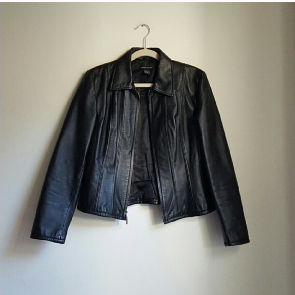 Victorias Secret real leather black jacket M